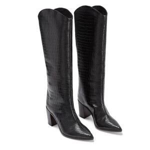 SCHUTZ Women's Analeah Black Croc Boot Size 8B